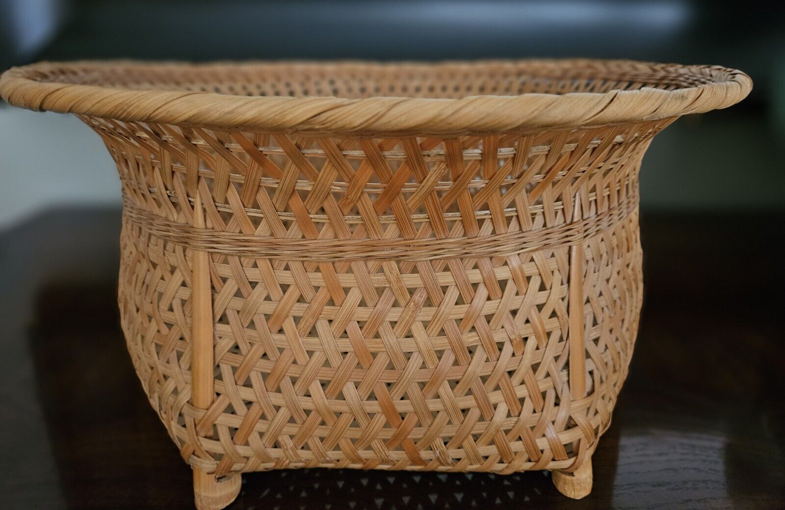 Vintage Woven Brown Rattan Wicker Storage Basket