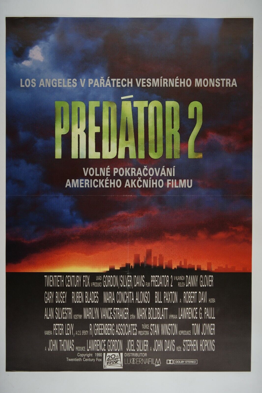 PREDATOR 2 23x33 Original Czech movie poster 1990 DANNY GLOVE, SCI-FI HORROR