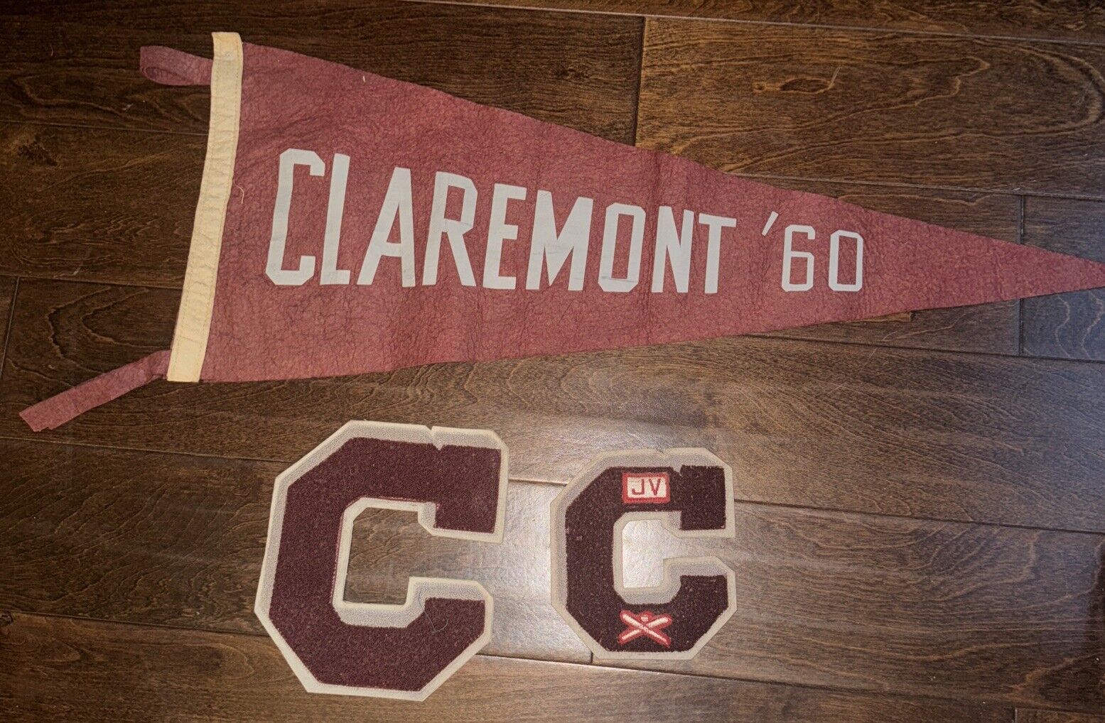 Rare Vintage 1960 CLAREMONT HIGH SCHOOL California Felt Pennant + 2 “C” Letters