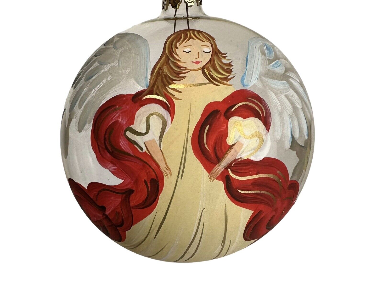 pier 1 One Imports Christmas ornaments handpainted red winged angel