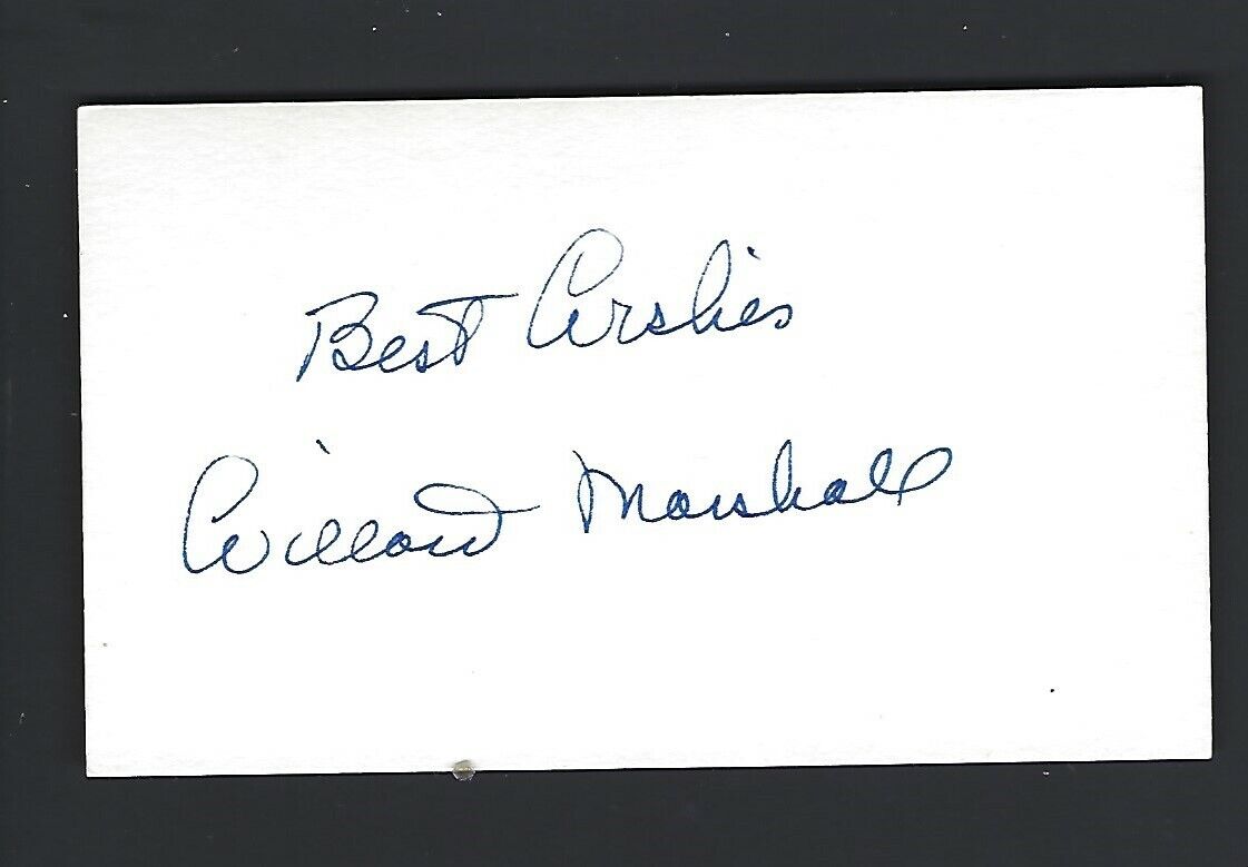 Willard Marshall 3x5 Index Card Autograph Signed NY Giants