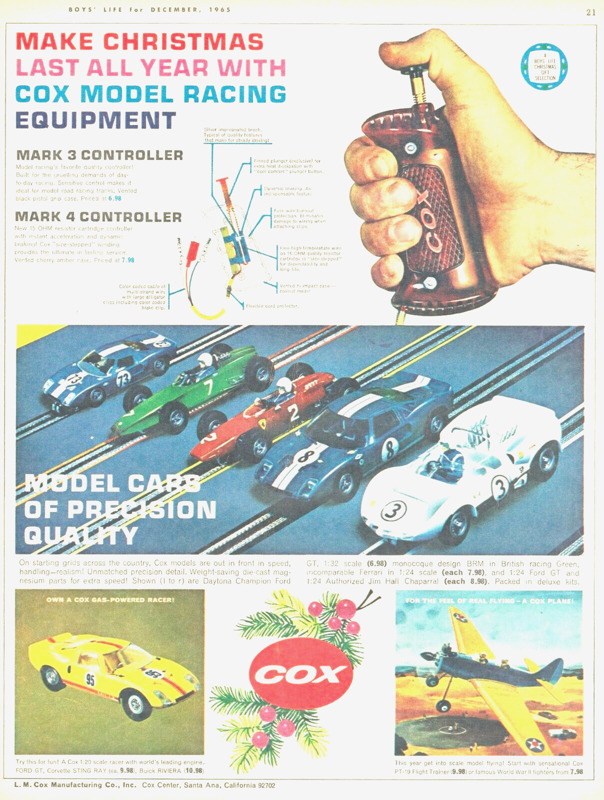1965 COX Model Car Racing vintage PRINT AD slot car track Christmas toy