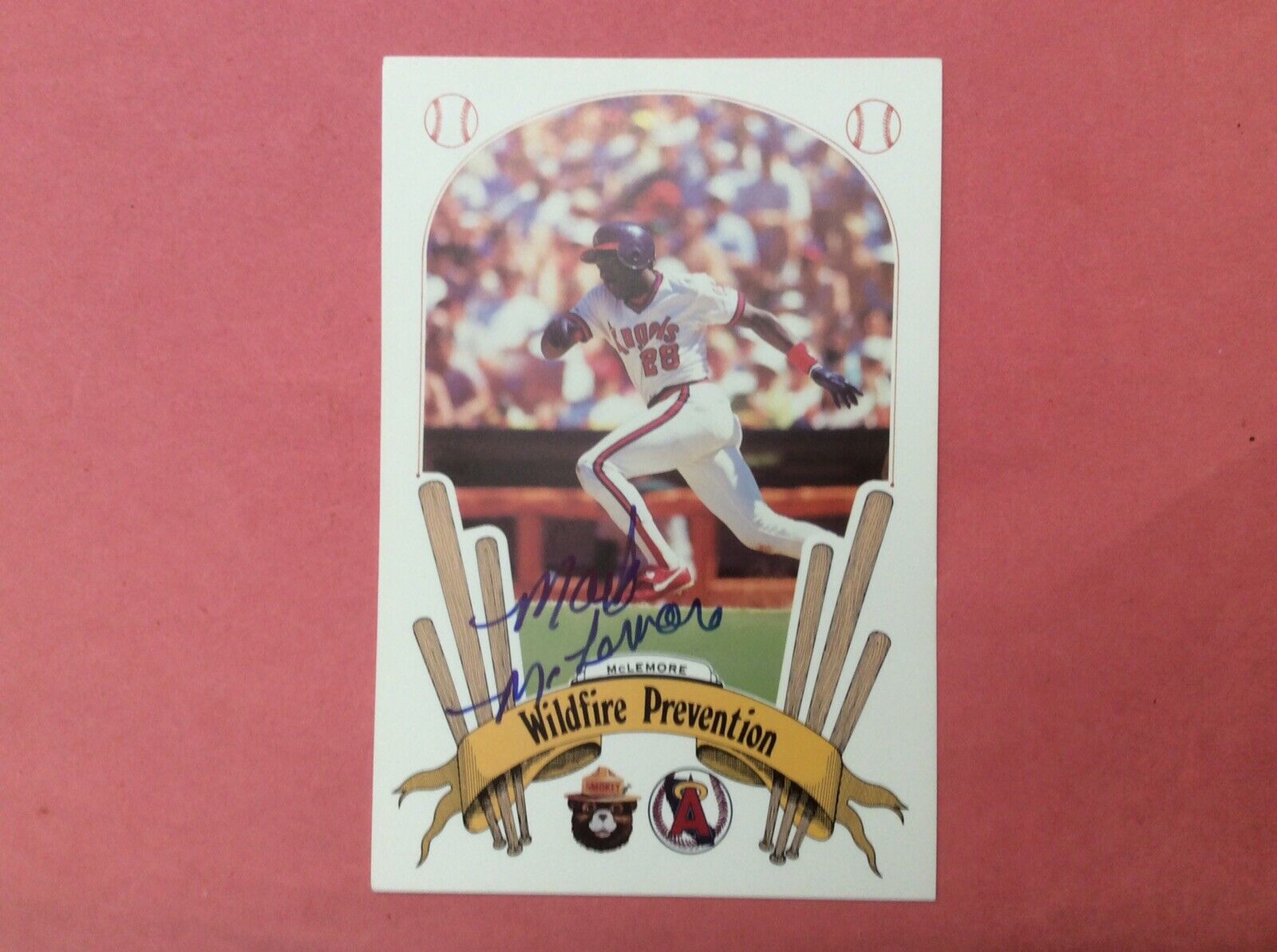 1987 Wildfire Prevention Angels #13 Mark McLemore Autograph.