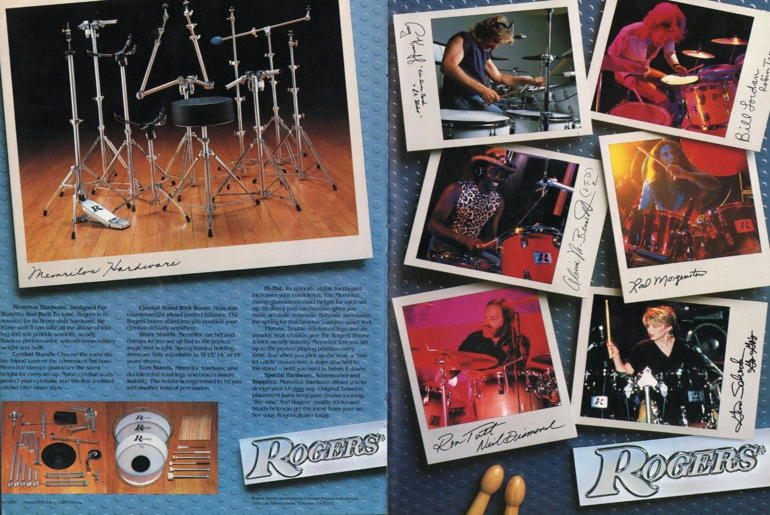 1983 8pg Brochure Ad of Rogers Drums XL Londoner 5, Heritage, Beat, R-380, R-360