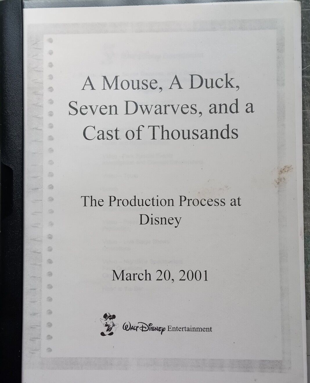 A Mouse, A Duck, Seven Dwarves, and a Cast of Thousands #Disney conference  2001