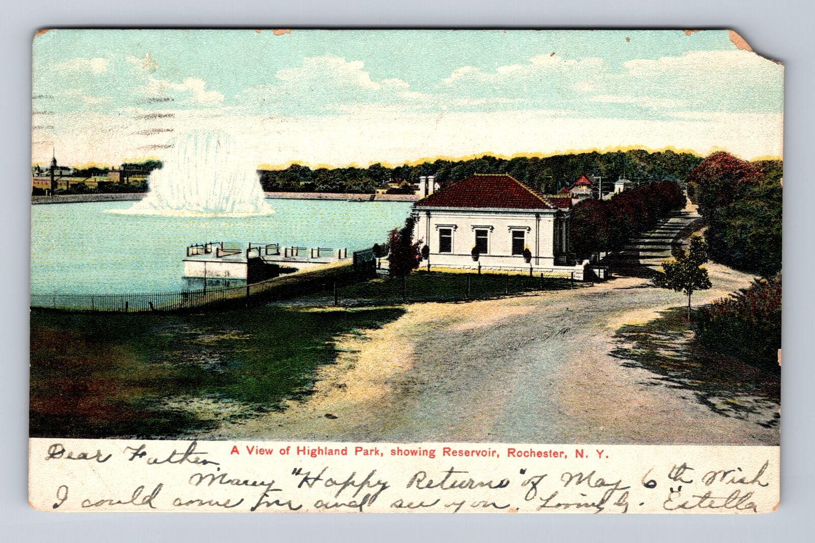 Rochester NY-New York, Highland Park, Reservoir, Antique Vintage Postcard
