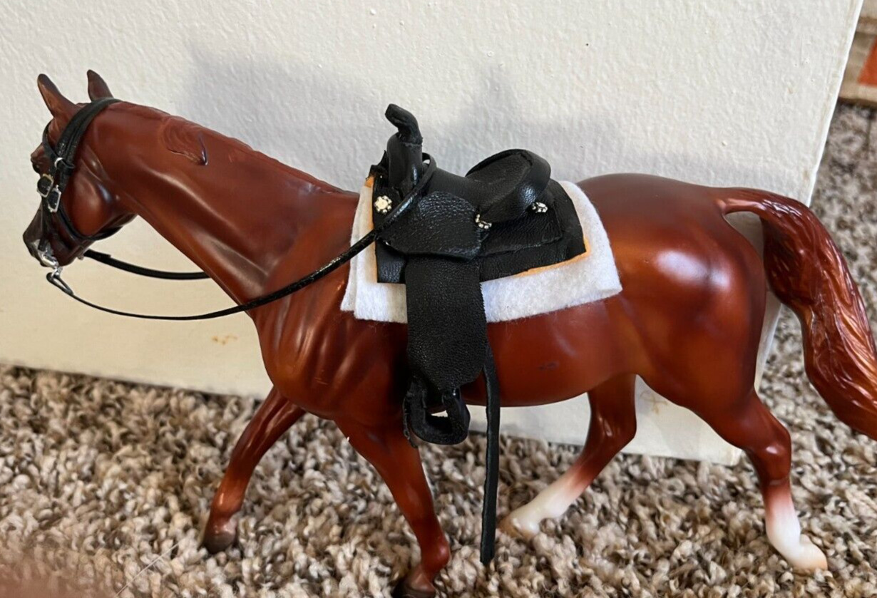 breyer classic sizecustom western  saddle set.for model horse, peter stone ,tack