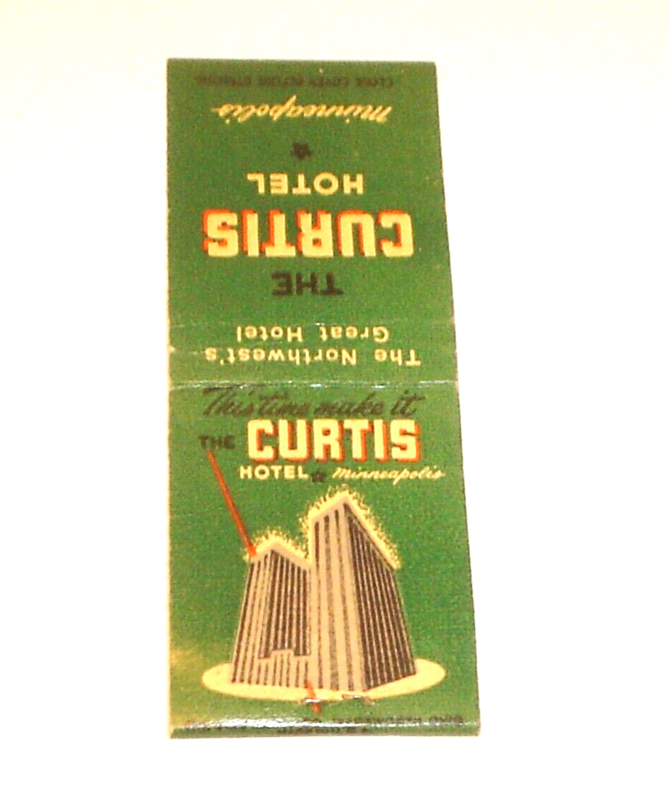 Vintage 1930s Green Art Deco Curtis Hotel Minneapolis, Minnesota Matchbook Cover