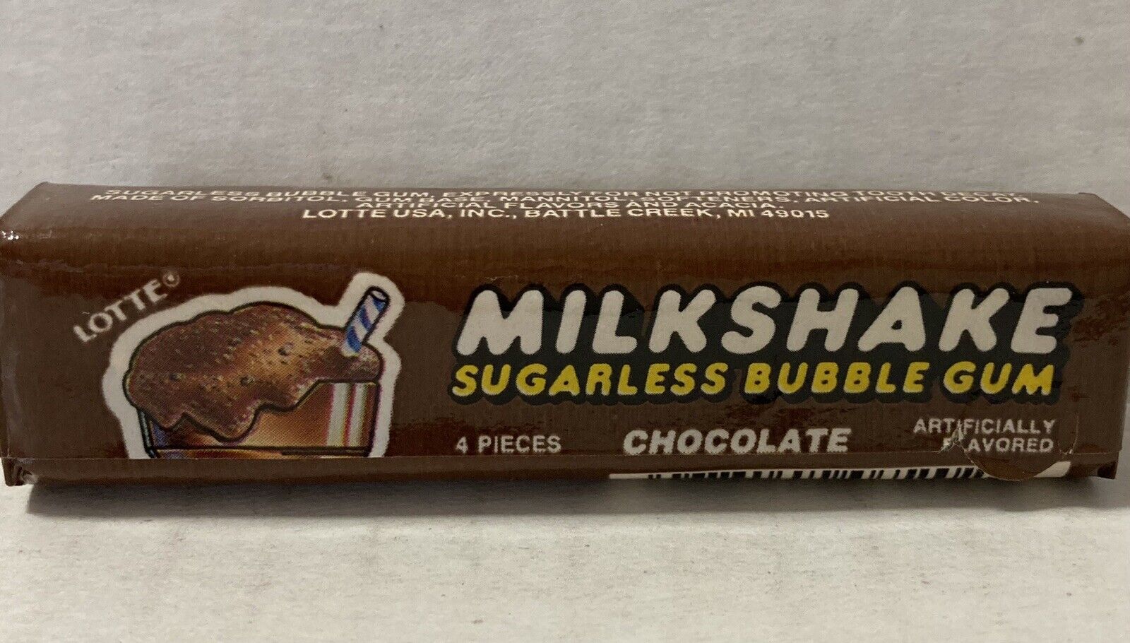 RARE Vintage Lotte 1980\'s MILKSHAKE CHOCOLATE Sugarless Bubble Gum--NOS-Sealed