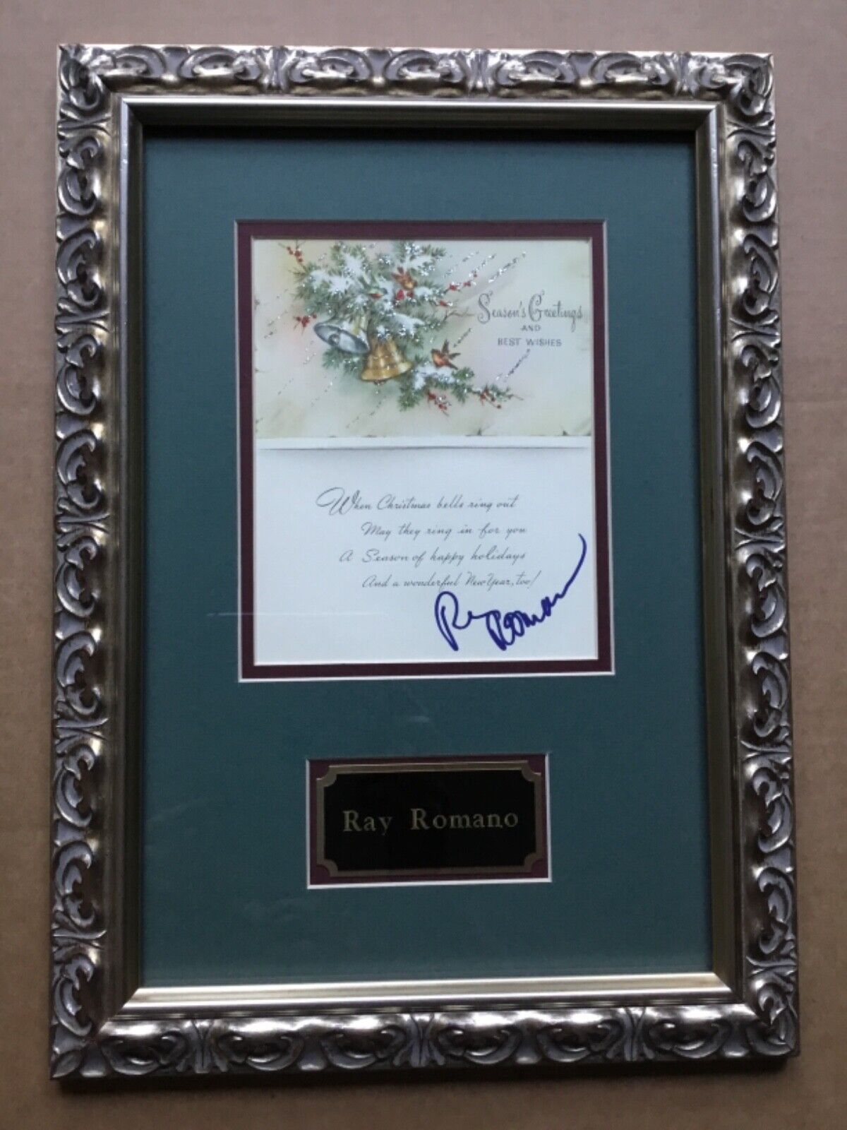 Very Rare Ray Romano In-Person Signed Christmas Card with Custom Framing 