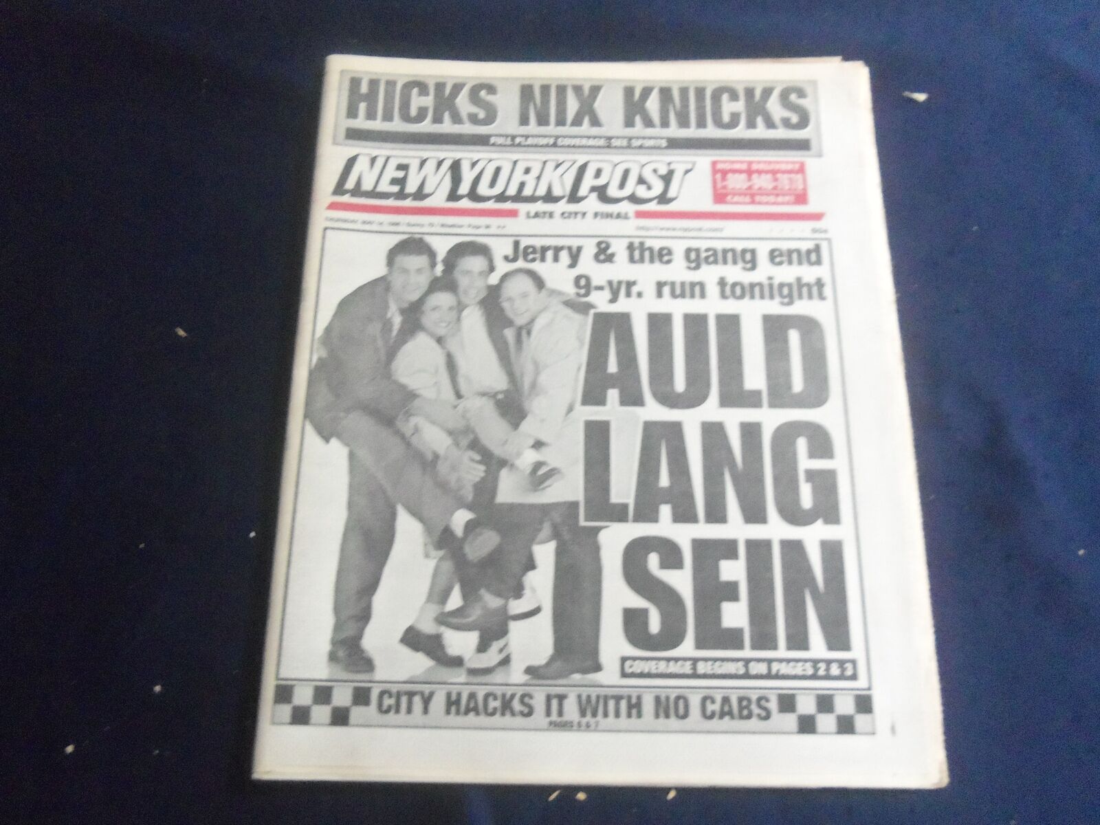 1998 MAY 14 NEW YORK POST NEWSPAPER - SEINFELD AIRS LAST TV EPISODE - NP 5660