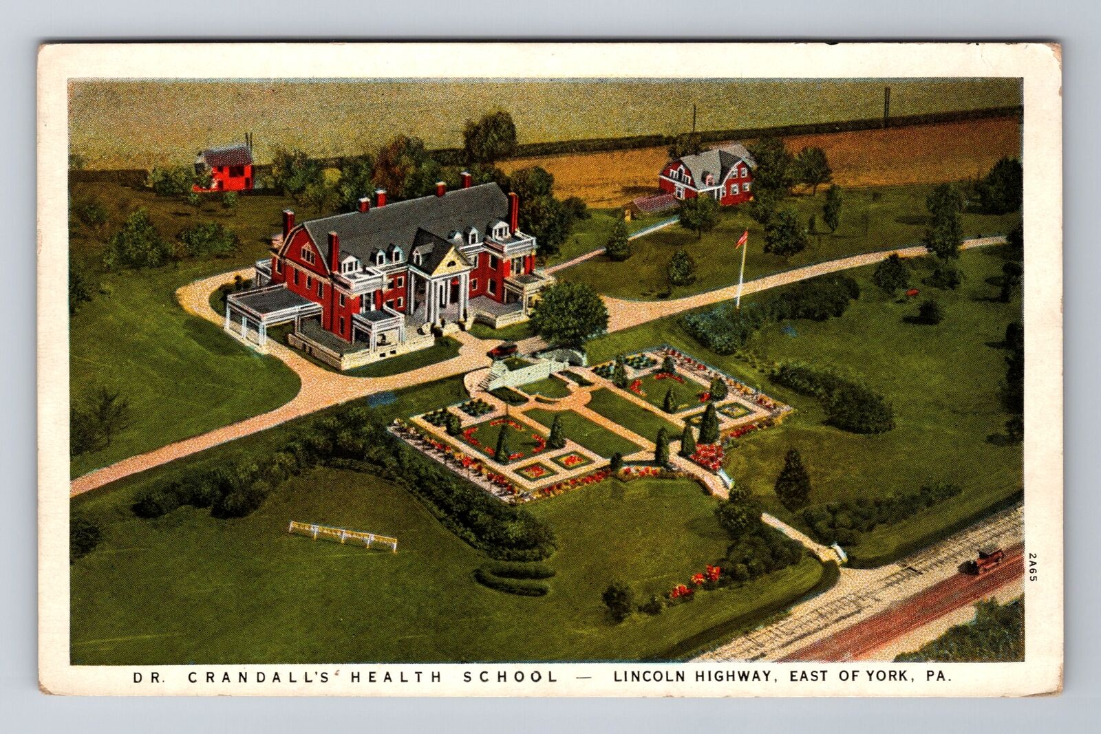 York PA-Pennsylvania, Aerial View Dr Crandall\'s Health School, Vintage Postcard