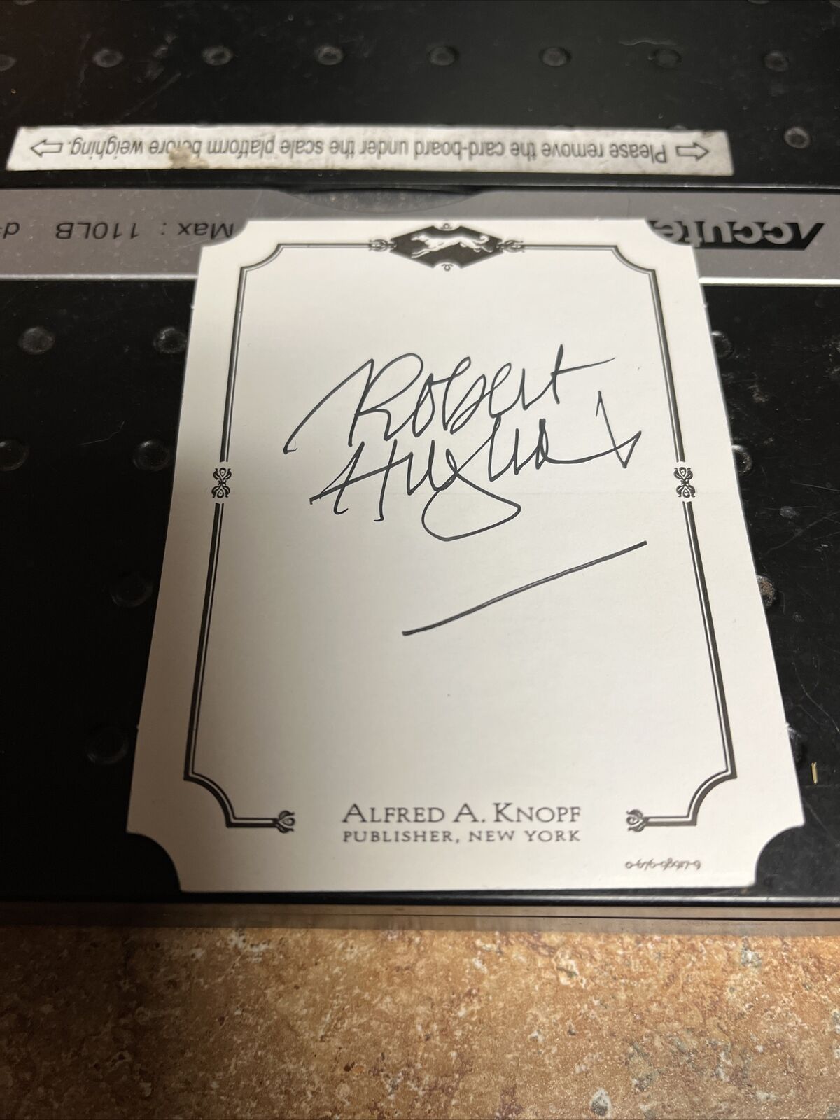 SIGNED Signature Autograph ROBERT  HUGHES Bookplate Book Plate Alfred A. Knopf