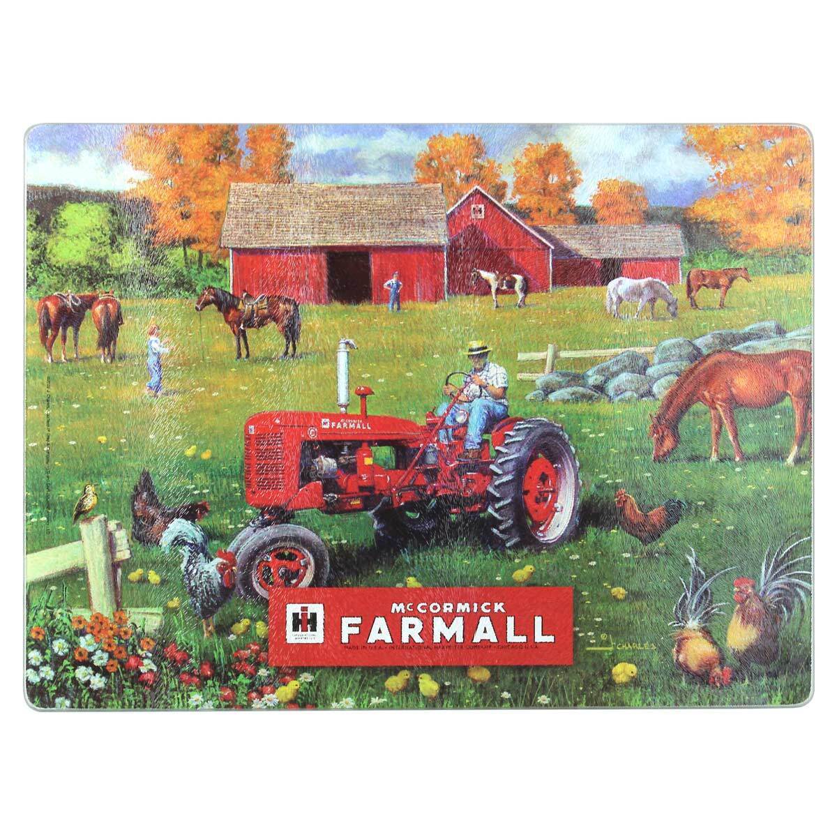 IH McCormick Farmall C Tractor Glass Cutting Board, 15.5in x 11.75in 42012