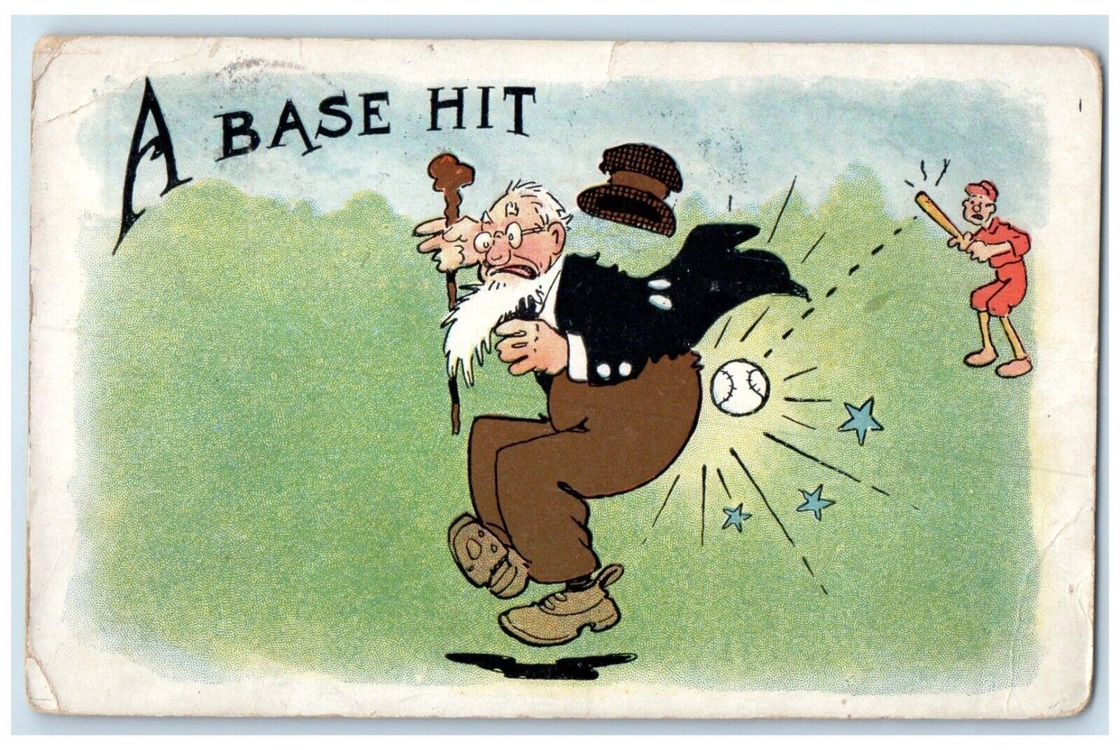 c1910\'s Old Man Hit Base Lexington Nebraska NE Posted Antique Postcard