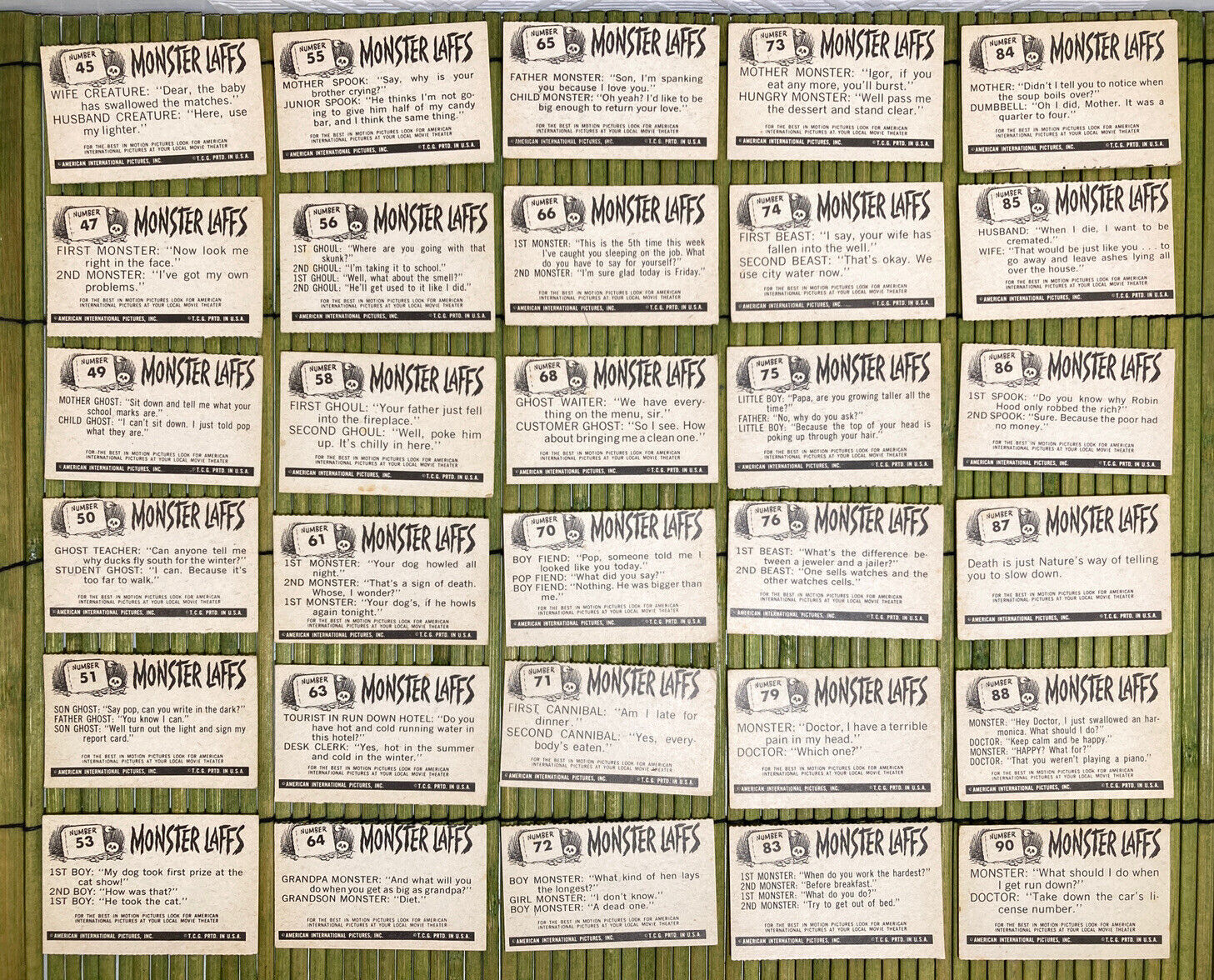 1963 Topps Monster Laffs Midgee Trading Card Lot of 30 No Duplicates Lot #3