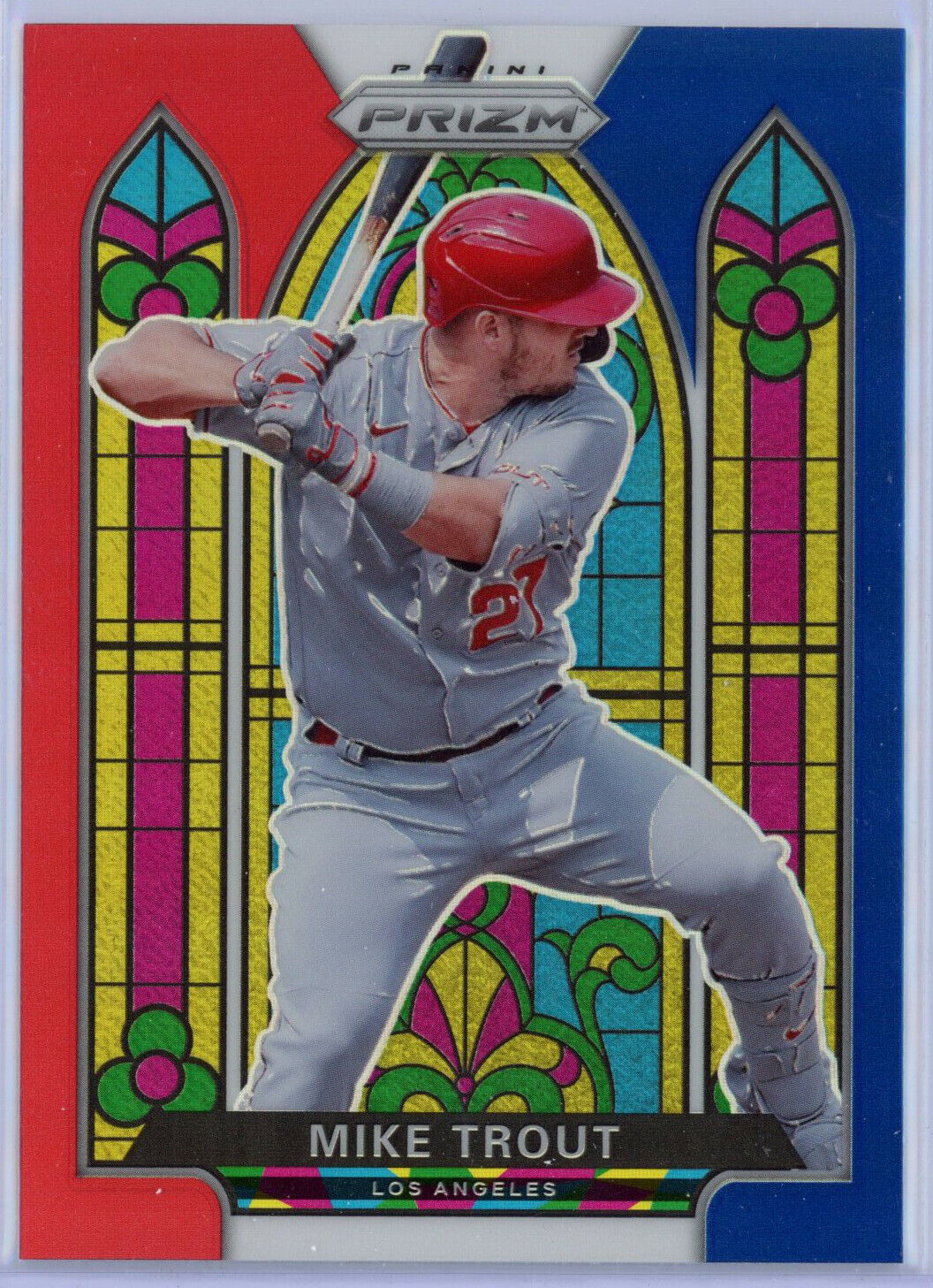 2021 Prizm MIKE TROUT Red White Blue STAINED GLASS SG-1 Cello SP Angels 