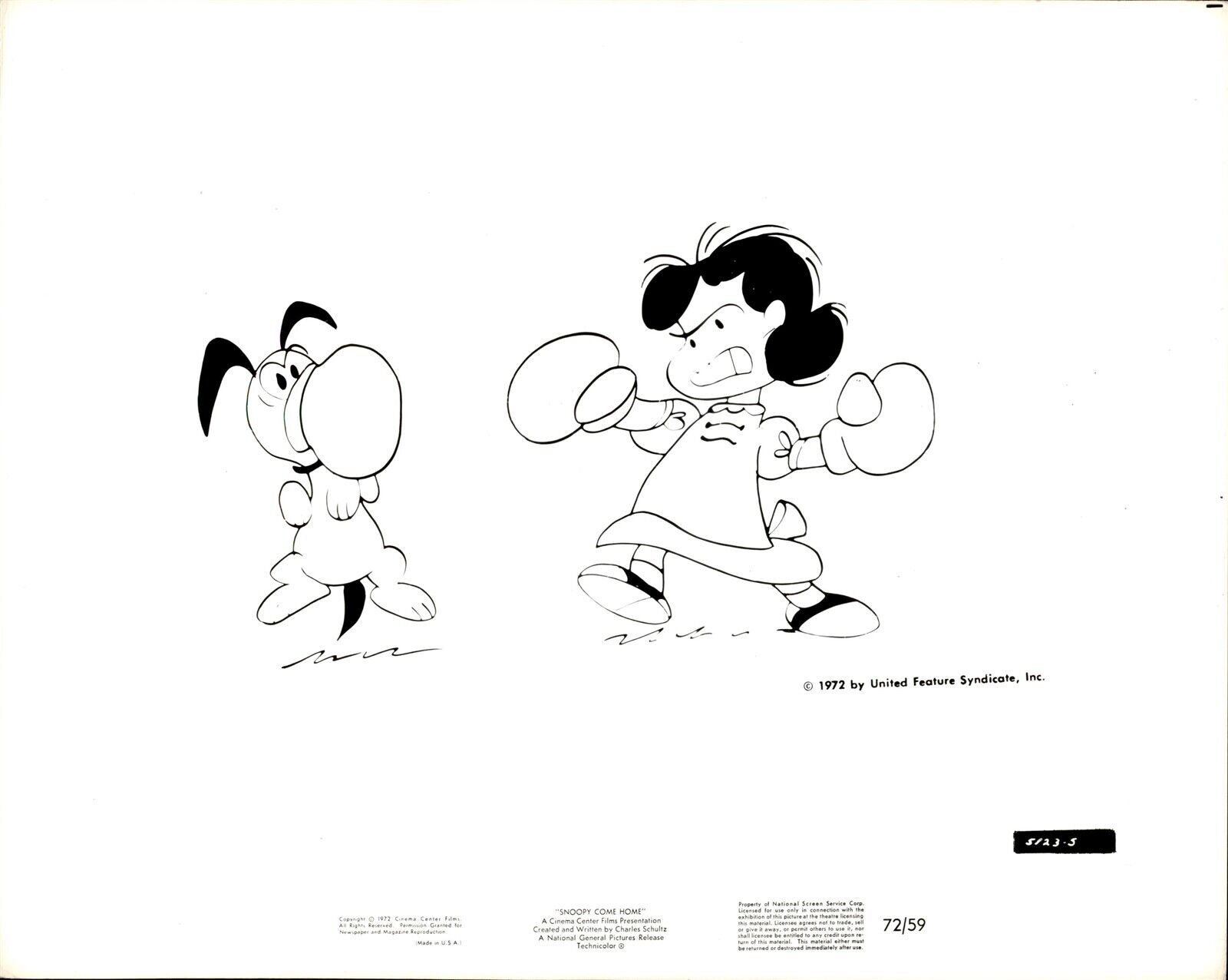 LD308 1972 Original Photo SNOOPY COME HOME Charles Schultz LUCY + SNOOPY BOXING