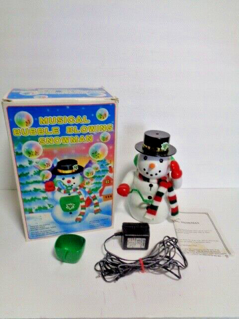 Musical Bubble Blowing Snowman By World BaZaars 1996 Tested Vintage