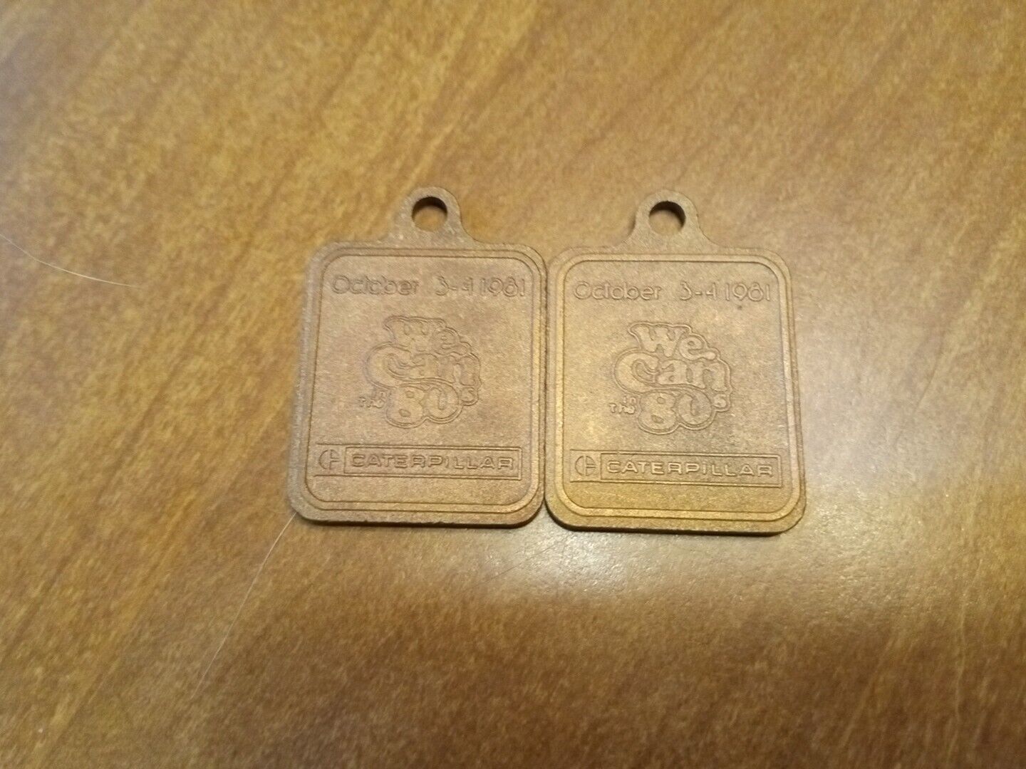 Vintage 1980s Caterpillar Open House Key Fobs Lot Of 2 Great Condition Rare Htf