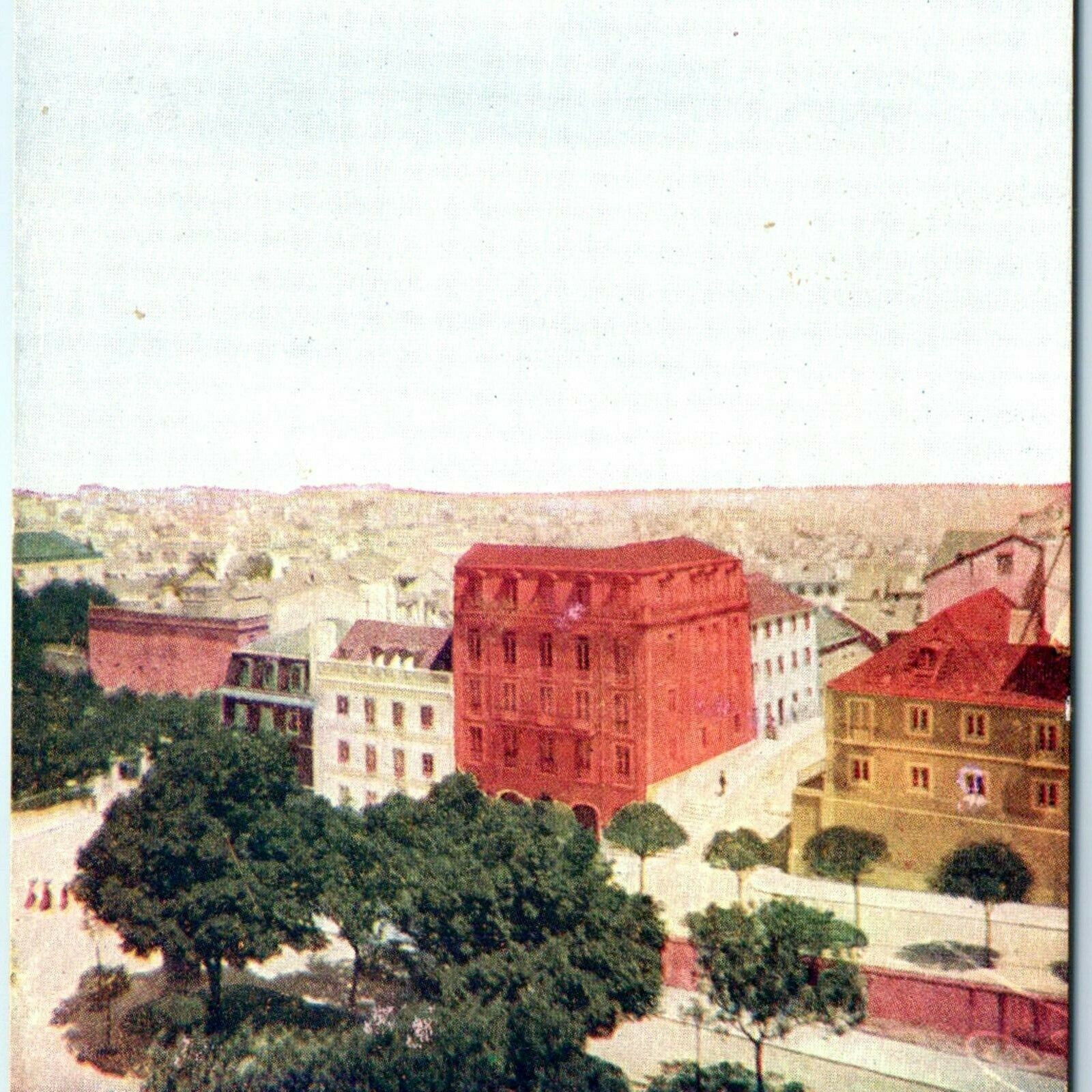c1910s Lisbon, Portugal General Birds Eye View Postcard Downtown Main St Vtg A40