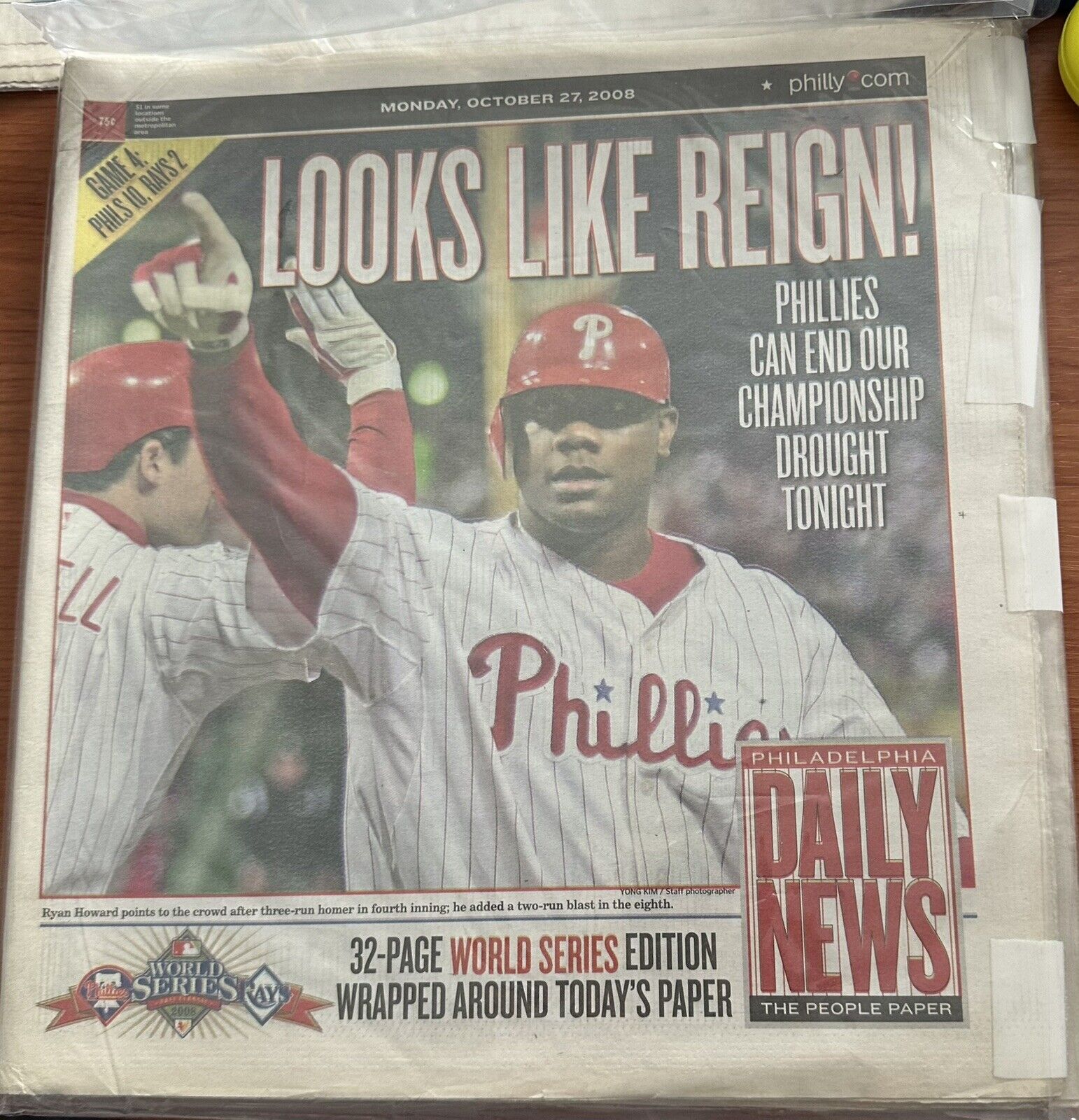 PHILADELPHIA DAILY NEWS: Phila. Phillies 1 Win From The Title; BN In Coltr SLVS
