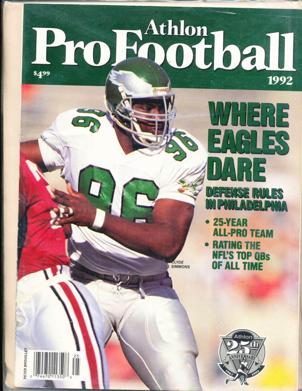 1992 Athlon\'s Pro Football yearbook Clyde Simmons eagles bxath