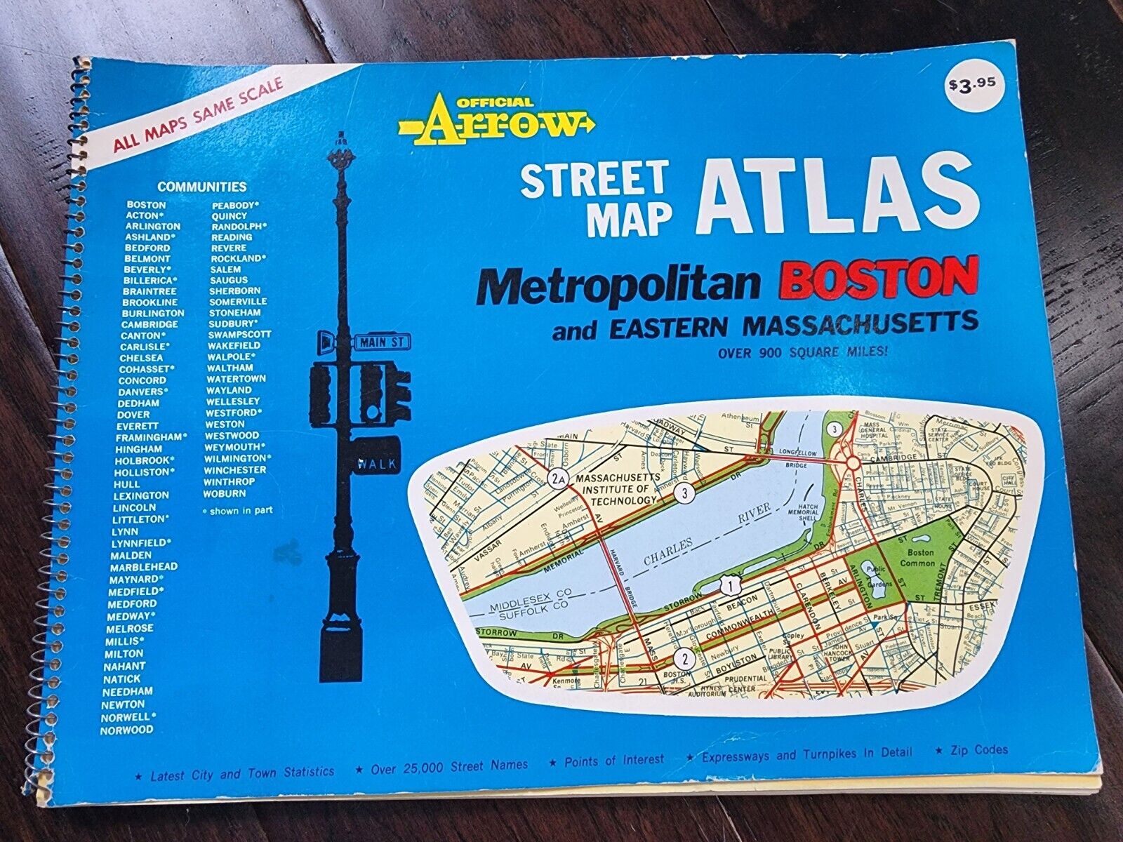 Offical Arrow Street Map Atlas Metropolitan Boston & Eastern Massachusettes 1973