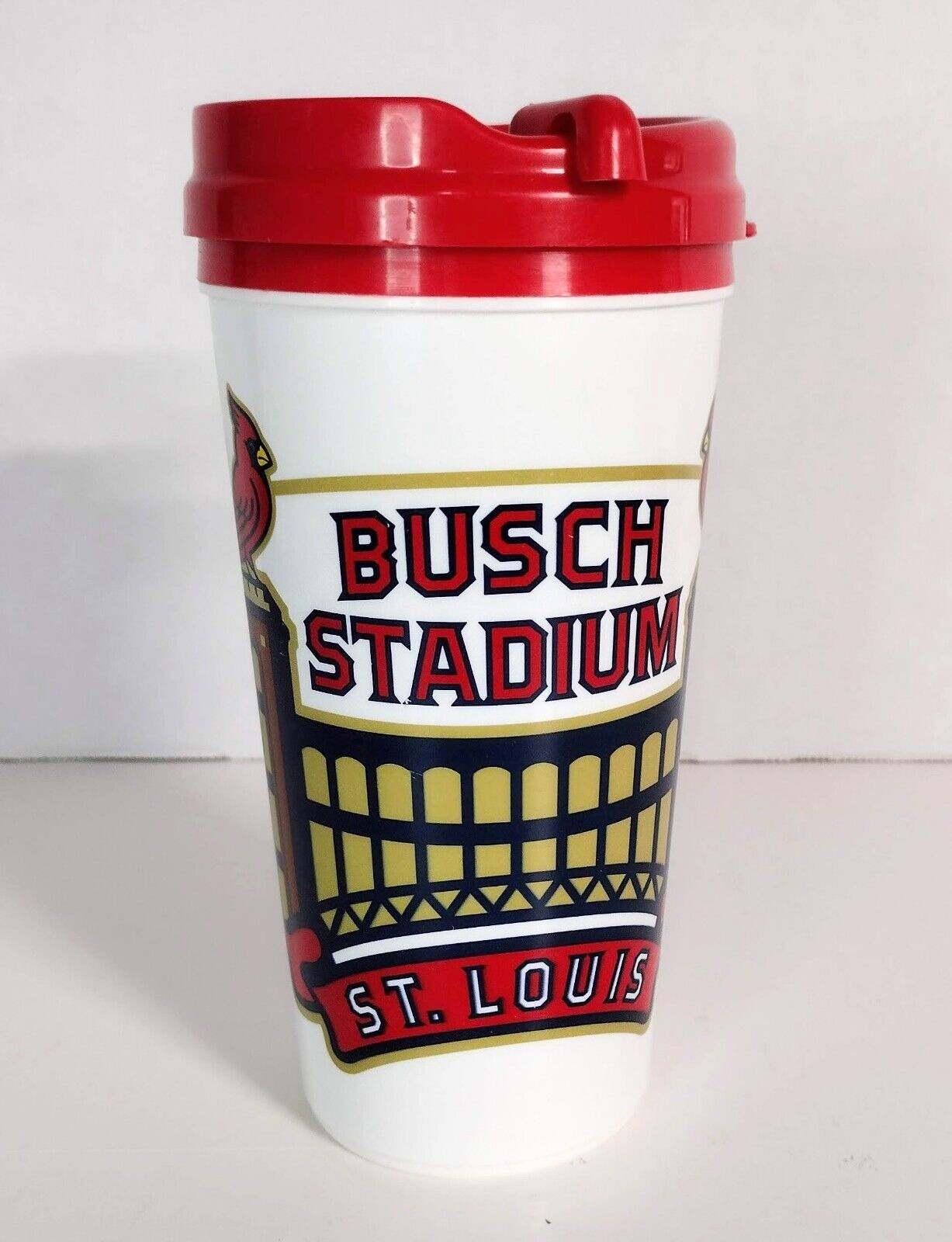STL Cardinals Tall Plastic Busch Stadium Drink Cup Red White 2006 MLB Whirley 7\