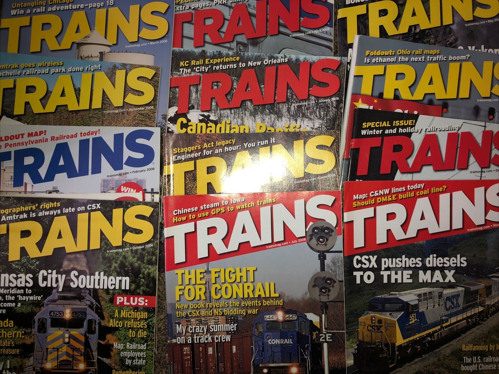 Trains 2006 Magazine 12 Issues January February March April May June July Aug