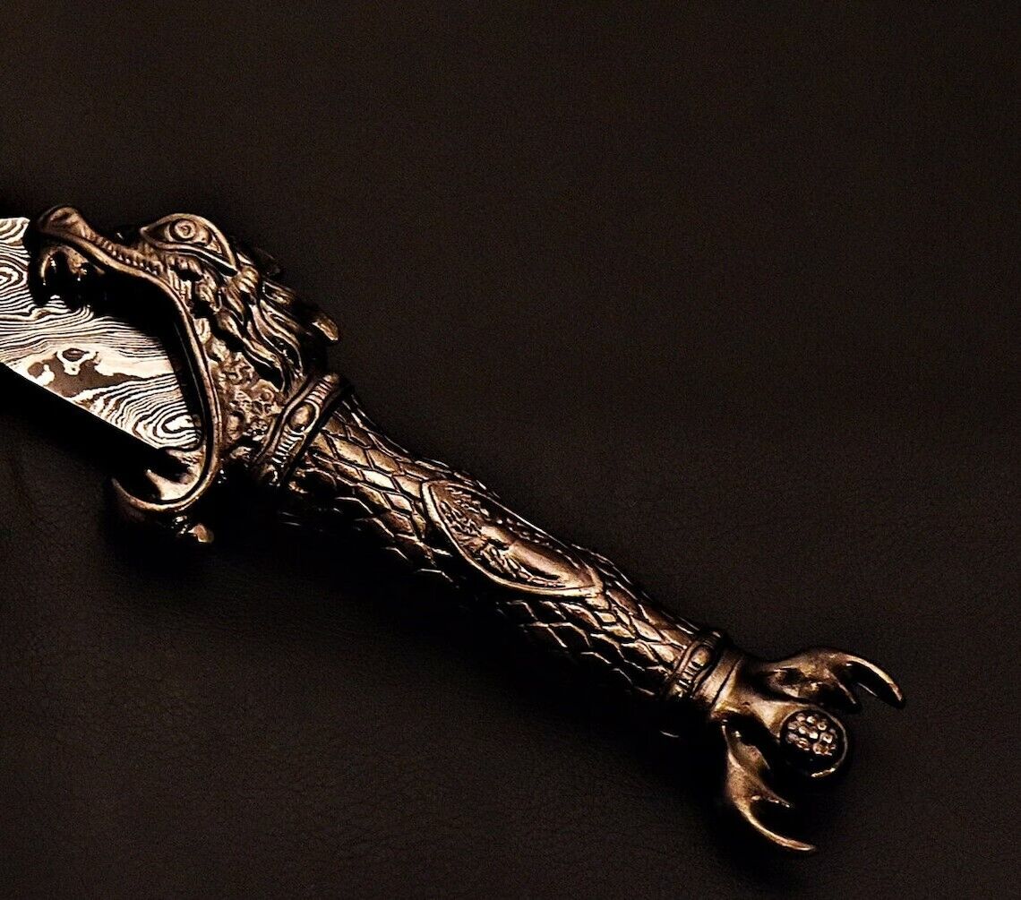 Handmade Damascus Sword With leather sheath