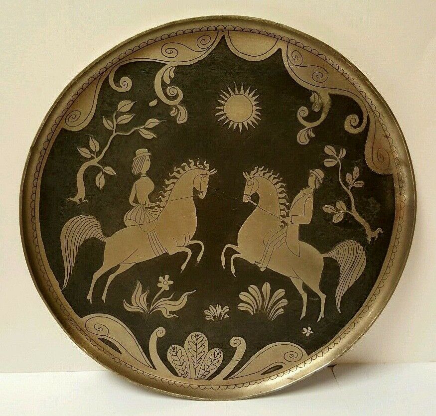 Ornate Vintage Round Pewter or Nickel Plate Beautiful Embossed Novelty Art