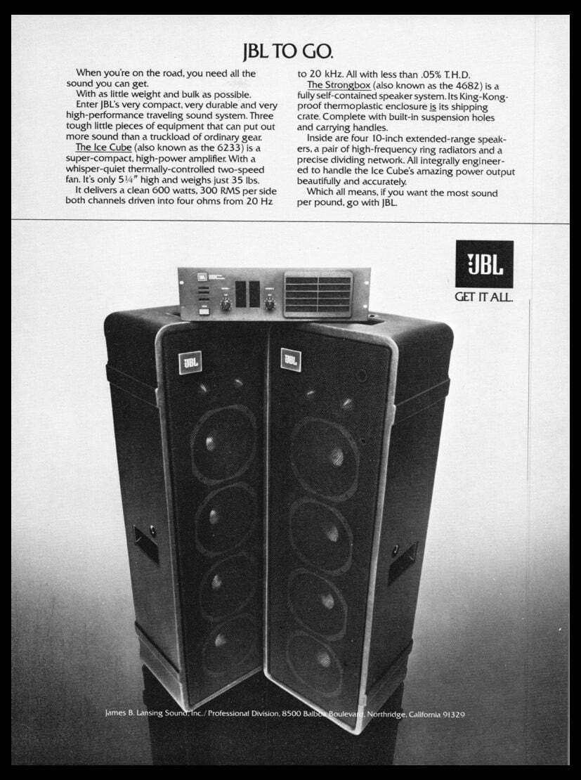 1978 JBL ICE Cube 6233 Speakers Print ad -VTG Man Cave music room décor