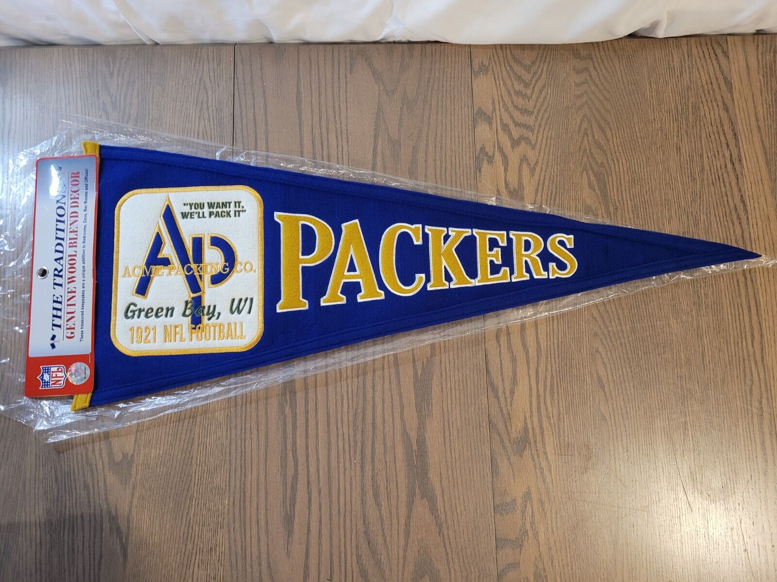 Acme Packing Co 1921 NFL Football Green Bay WI Packers Traditions Pennant NEW
