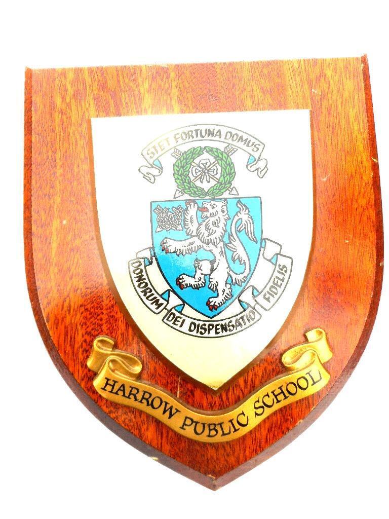Vintage University HARROW School College  Shield Plaque xzd