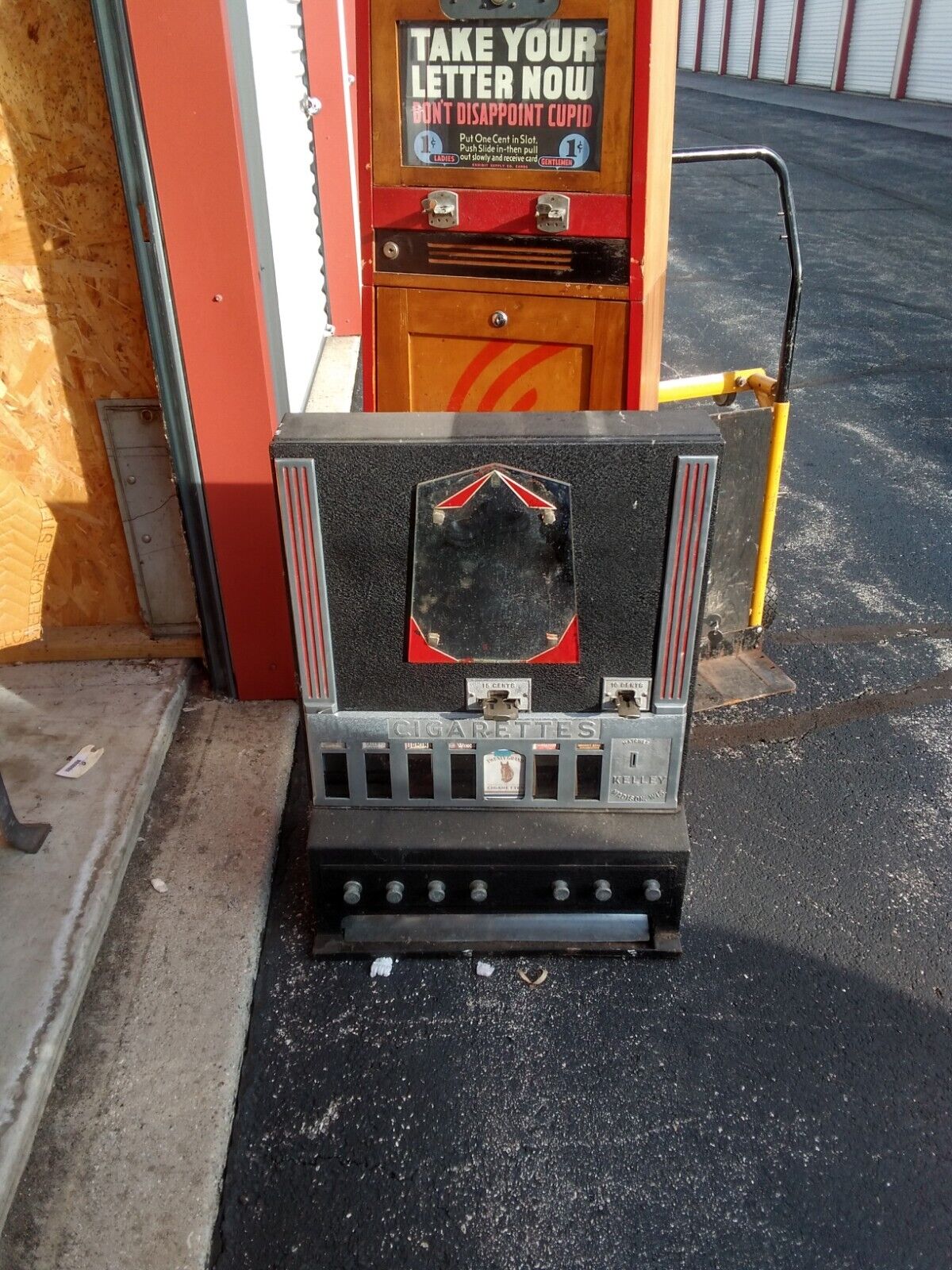 Rare Kelly Cigarette & Match Vending Machine Antique Coin Operated 