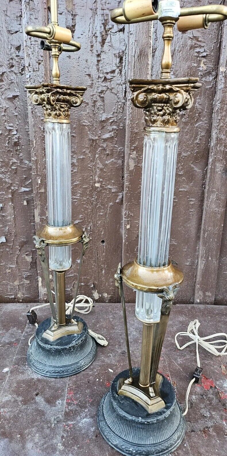 Pair Vintage Empire Style Table Brass with Ram Heads As You Like It 29\