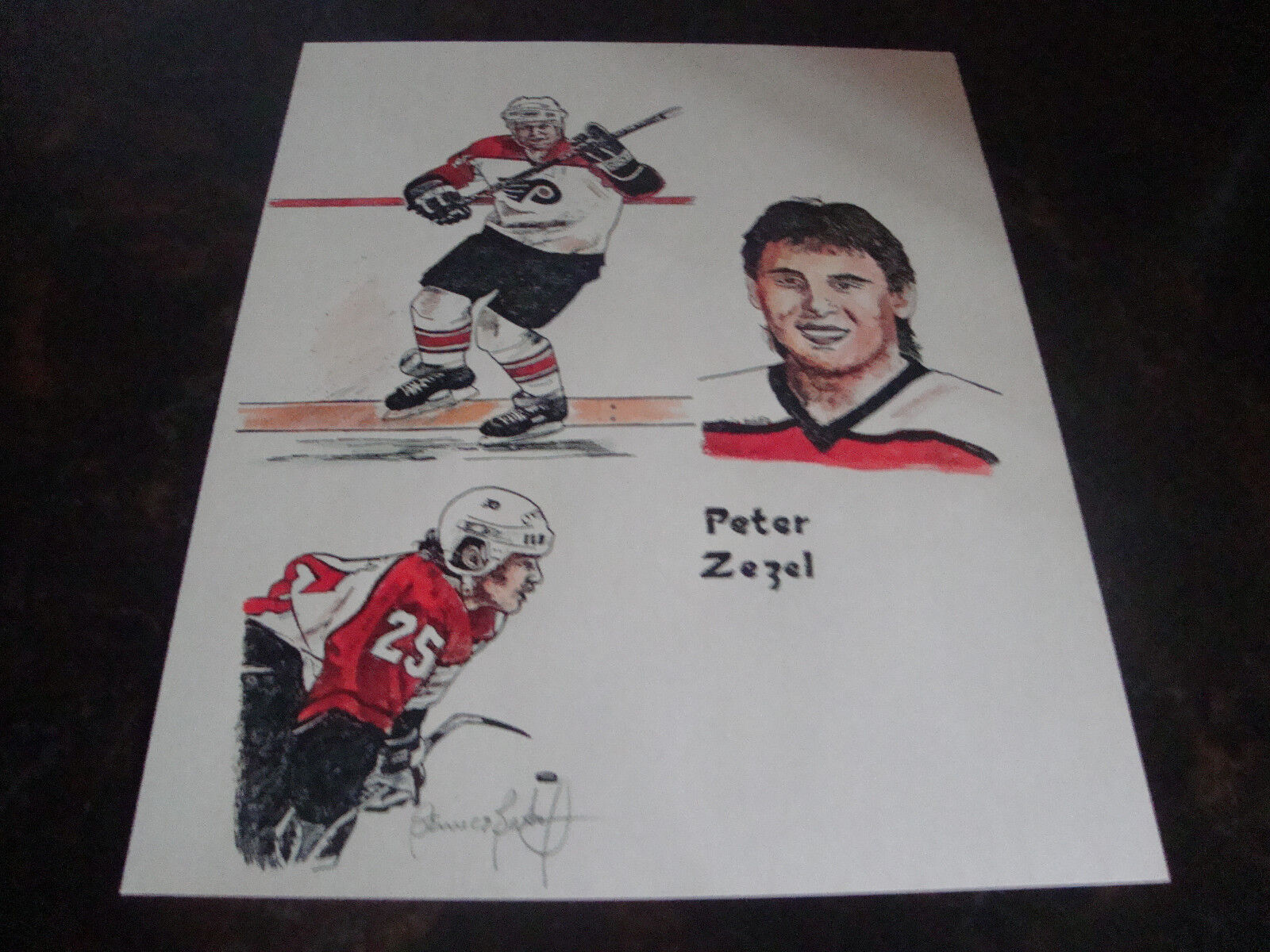 Philadelphia Flyers---Peter Zezel---Autographed By Artist Bernice Batoff