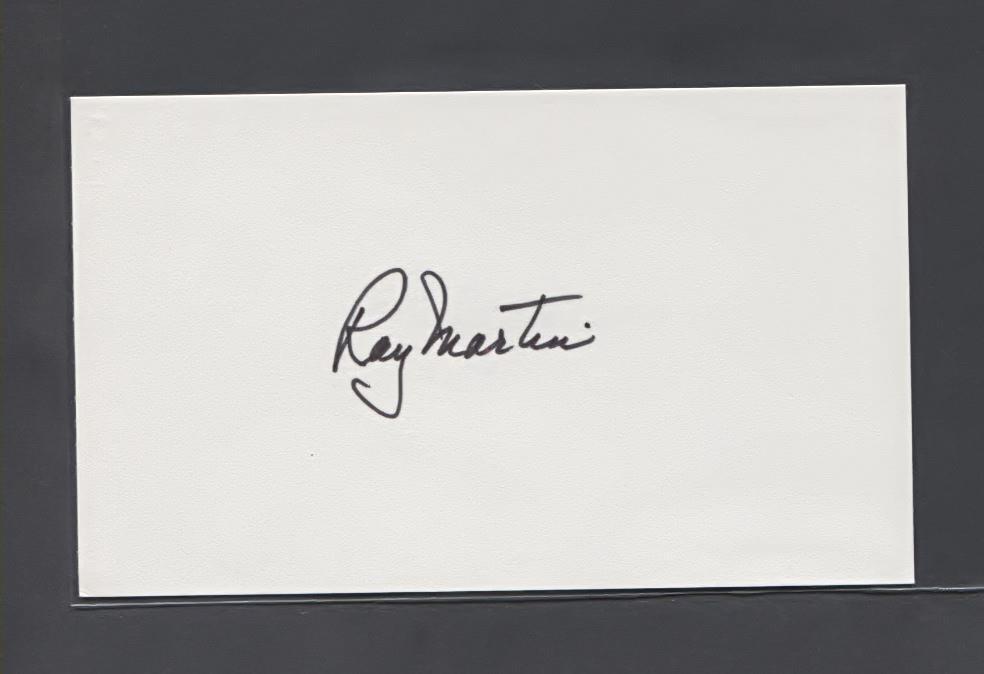 Ray Martin Signed 3X5 Index Card (Braves) (1943 Debut) 