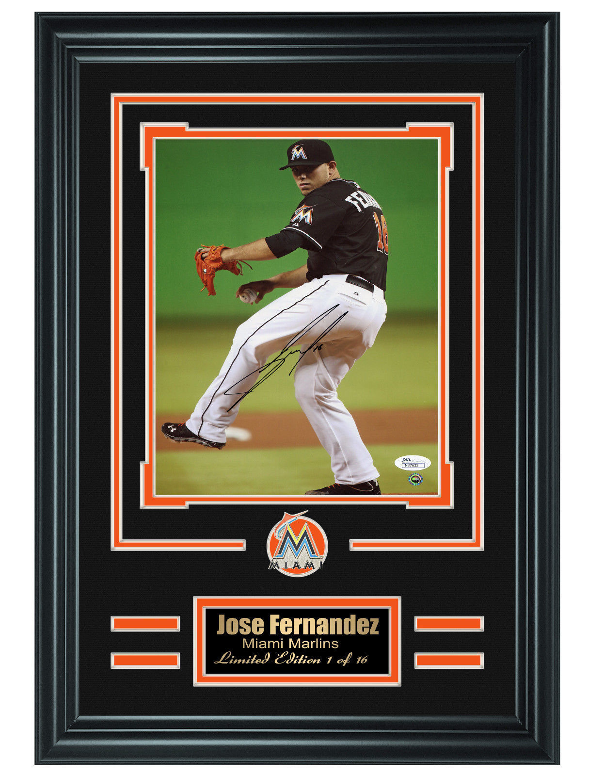 Jose Fernandez Miami Marlins Autographed JSA Authenticated. Limited Edn #8of16