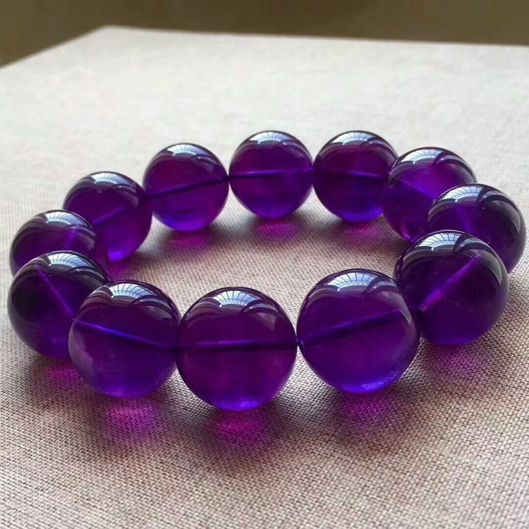 Natural Purple Amethyst Crystal Round Big Beads Healing Bracelet 20mm AAA