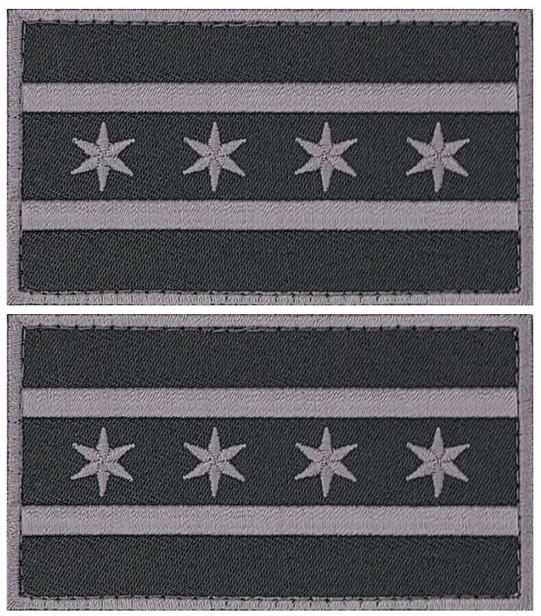 Chicago City Flag Embroidered Morale Patch  | 2PC  HOOK BACKING  3.5\