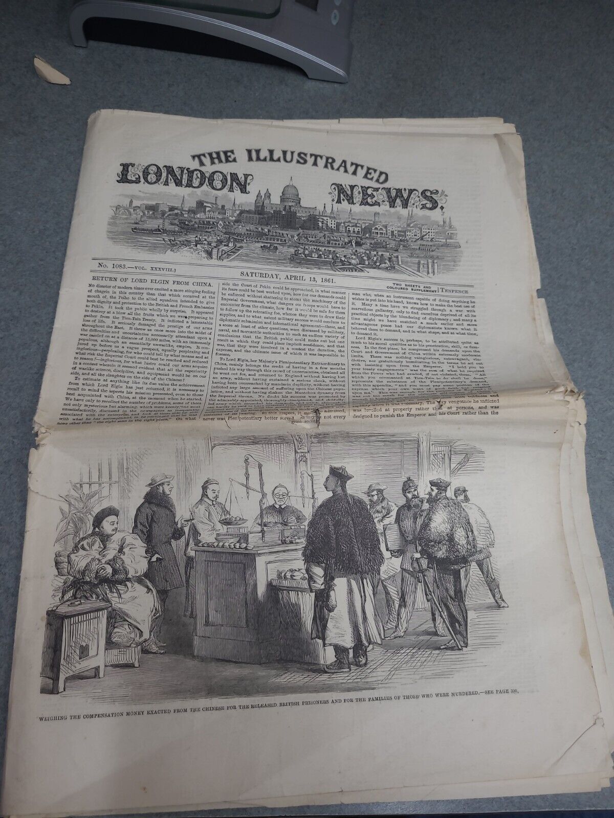 Original 1861 The Illustrated London News Saturday April 13, 1861 