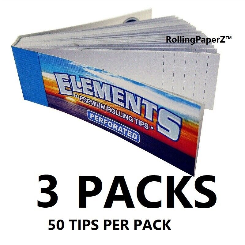 3 X Packs of ELEMENTS PERFORATED ROLL UP TIPS/ 50 per Pack/150 Tips Total 