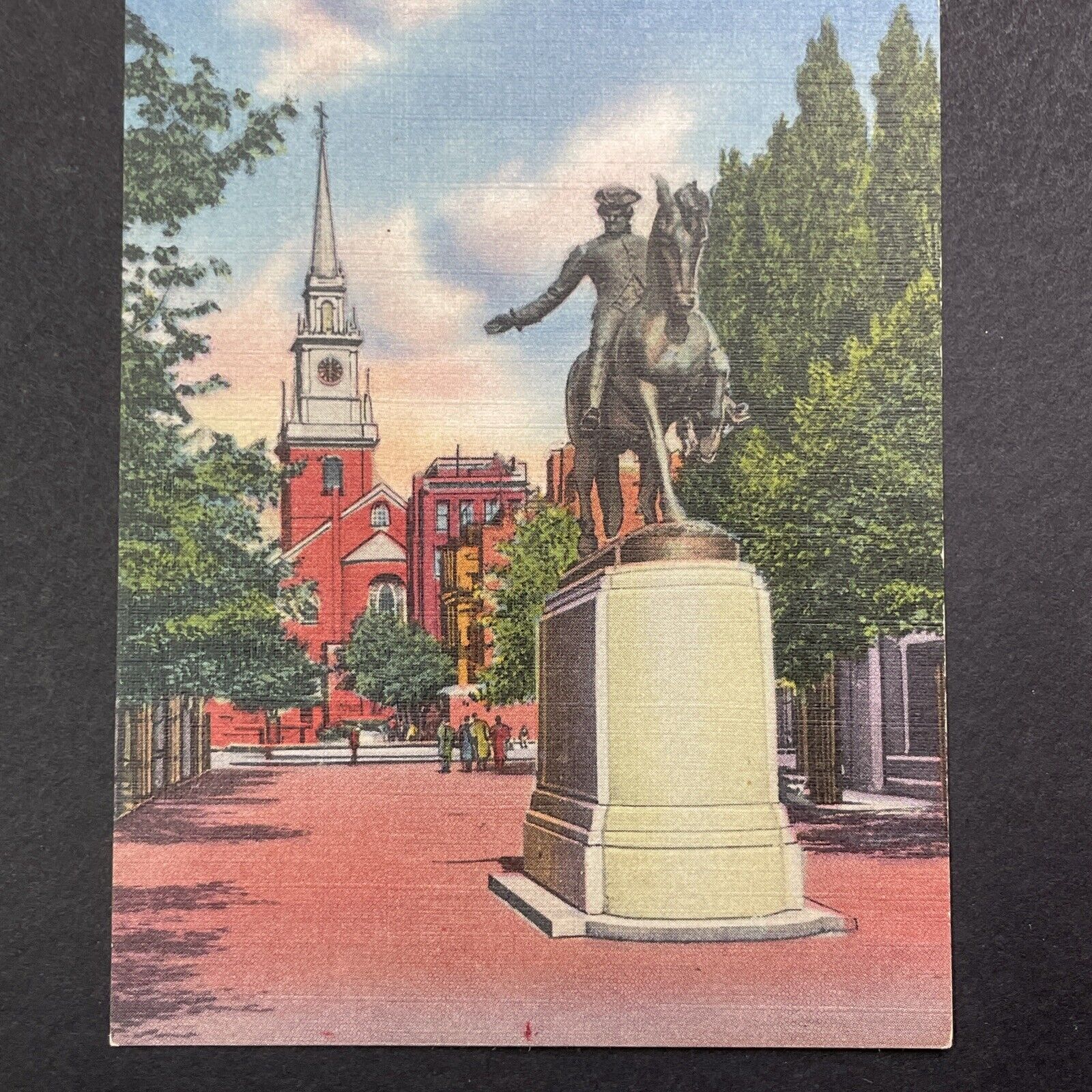Antique 1930s Paul Reverse Statue Boston Massachusetts Postcard V3448