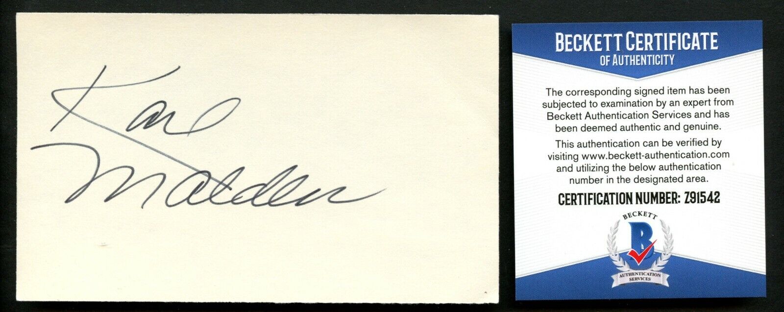 Karl Malden (d2009) signed autograph 3x5 card A Streetcar Named Desire BAS COA