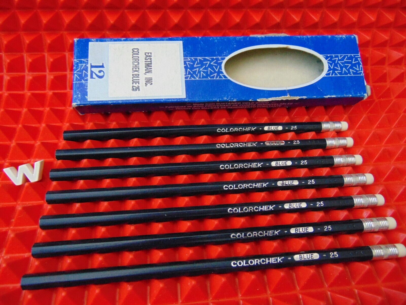 7 Vintage Eastman Inc Colorchek BLUE 25 Pencils Made in USA New & Sealed