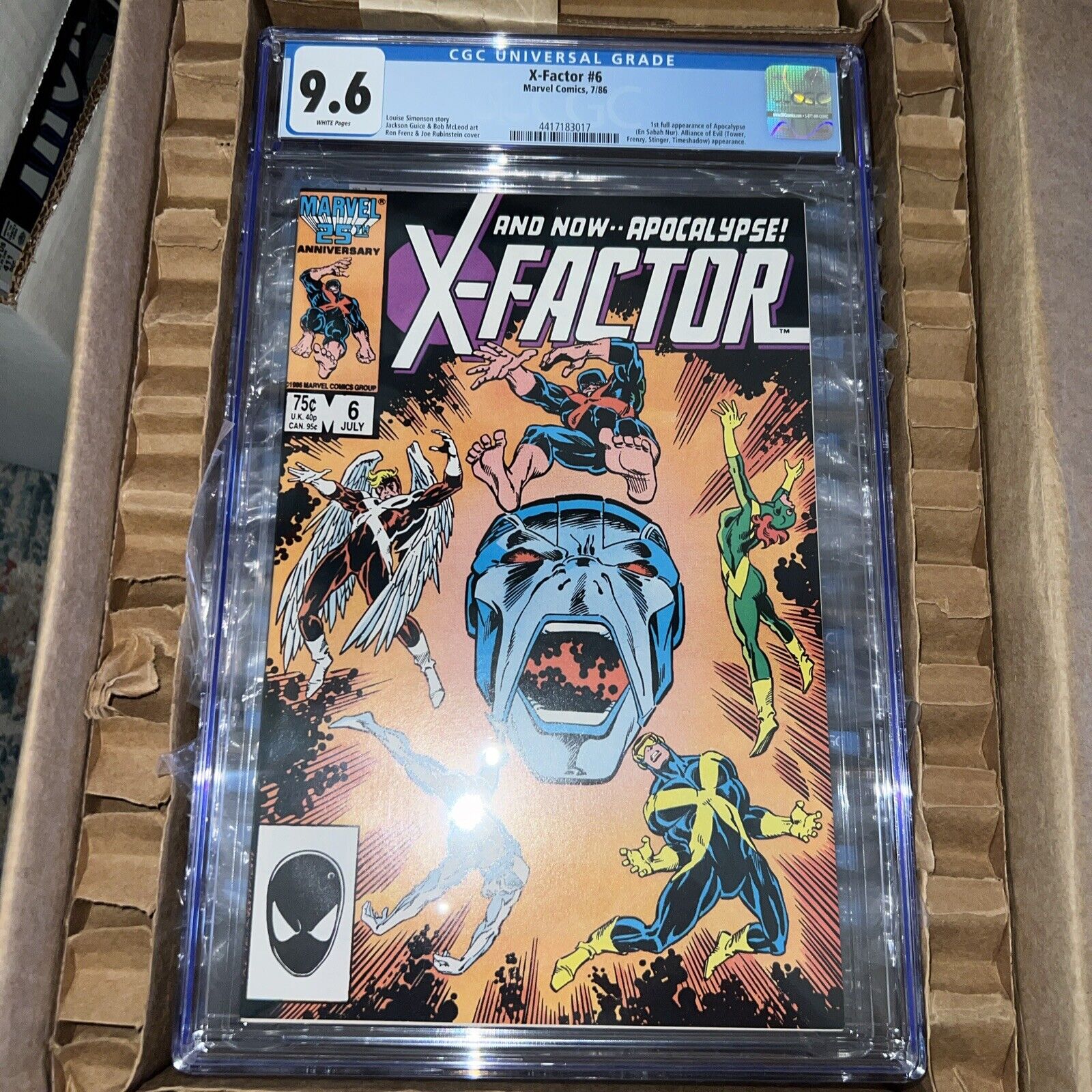 1986 X-Factor #6 1st Appearance Apocalypse CGC 9.6 White Pages NM+ Marvel Comics