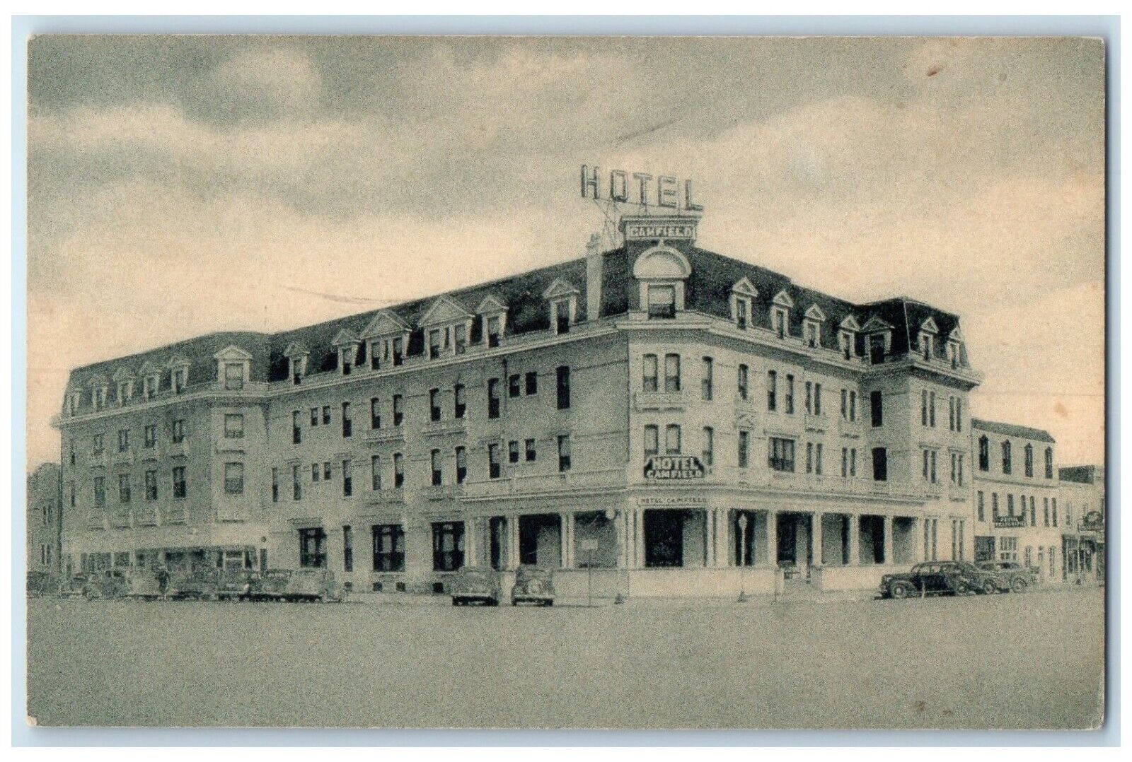 c1940\'s Hotel Camfield Building Cars Greeley Colorado CO Vintage Postcard