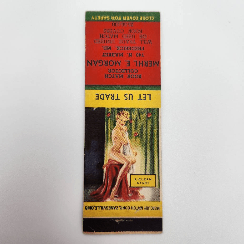 Vintage Girlie Matchcover c.1947 Merhl E Morgan Matchbook Collector Frederick Ma